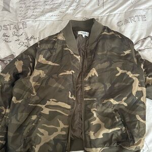 Charlotte Russe Green Camouflage Bomber Jacket